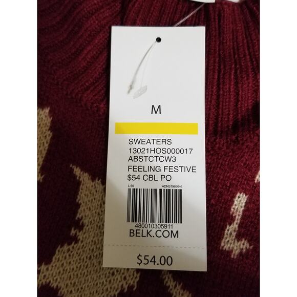 New Directions Sweater Puff Sleeve Mock Neck NWT Women Size Medium Burgundy - Picture 10 of 11